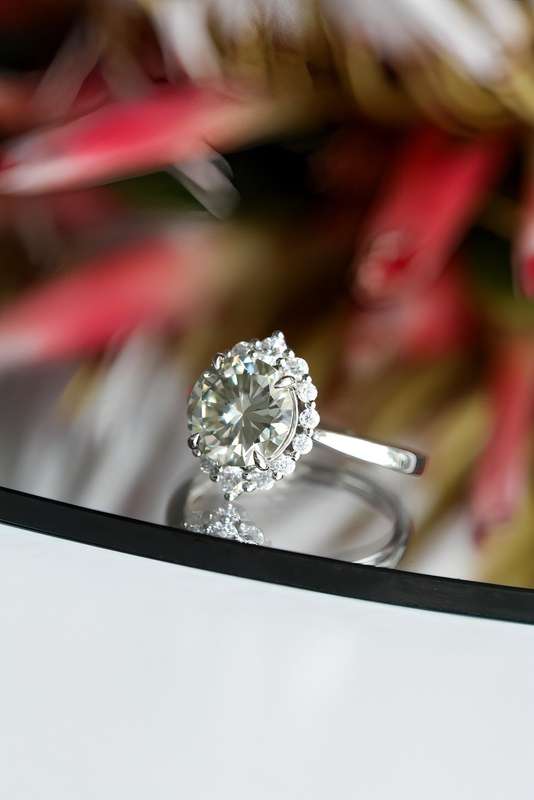 Graduated Halo Moissanite Engagement Ring