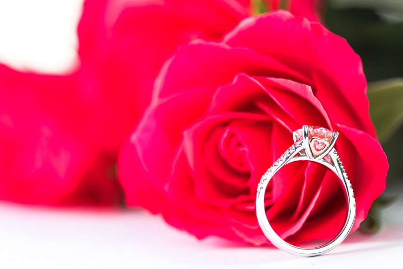 Moissanite Round Risen Heart Engagement Ring