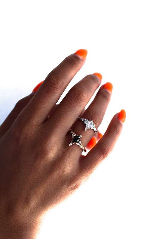 Kite Cluster Moissanite Engagement Ring