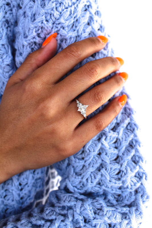 Kite Cluster Moissanite Engagement Ring
