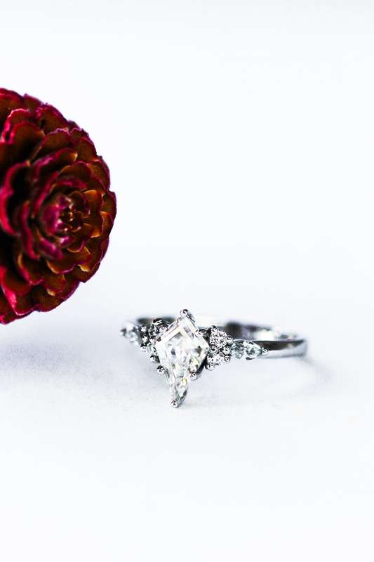 Kite Cluster Moissanite Engagement Ring