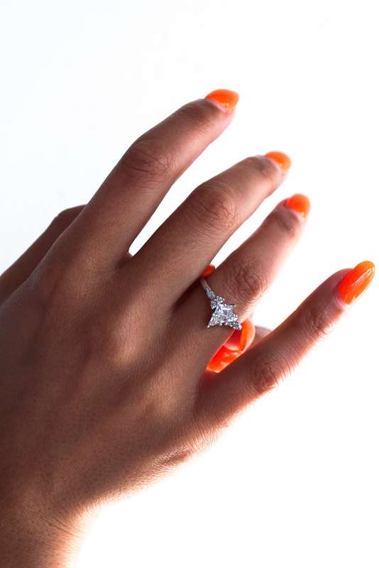 Kite Cluster Moissanite Engagement Ring