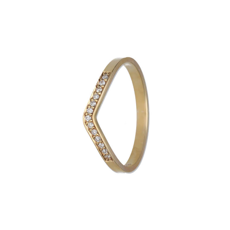 Lab Diamond Curved Pave Band Yellow Gold