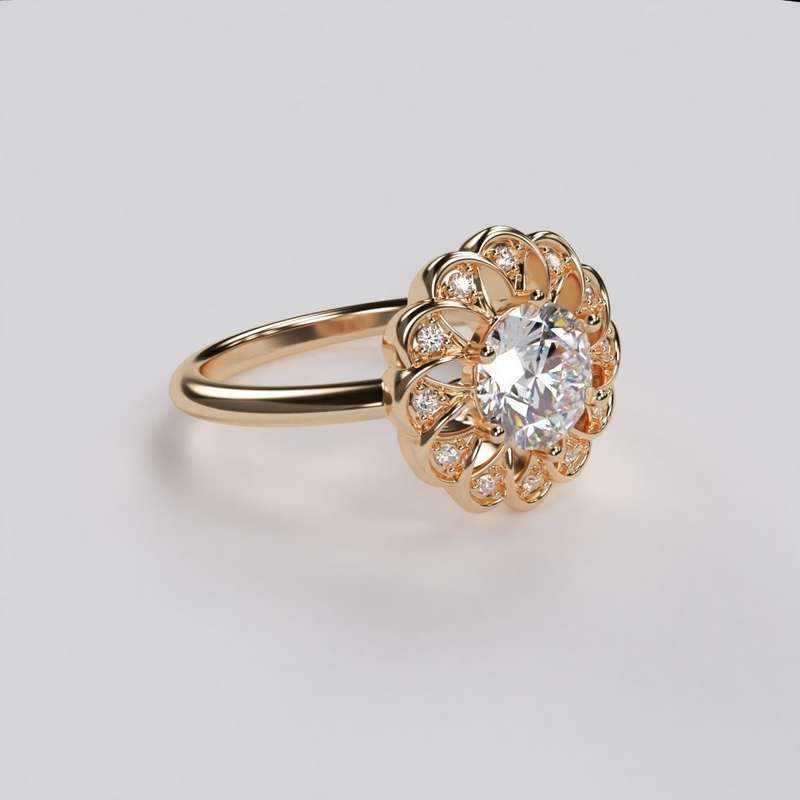Moissanite Flower Design Ring