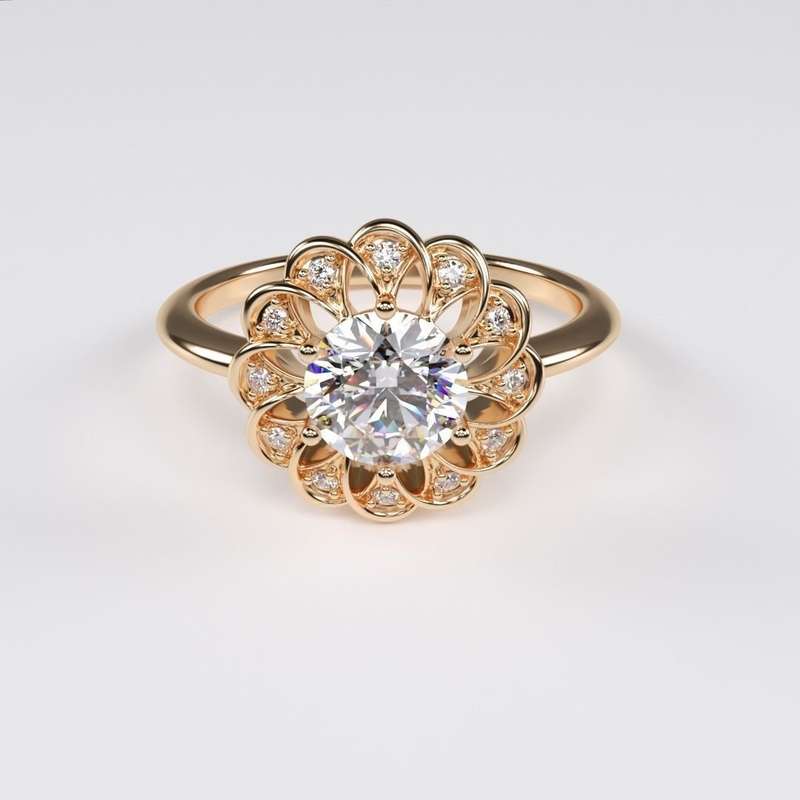 Moissanite Flower Design Ring