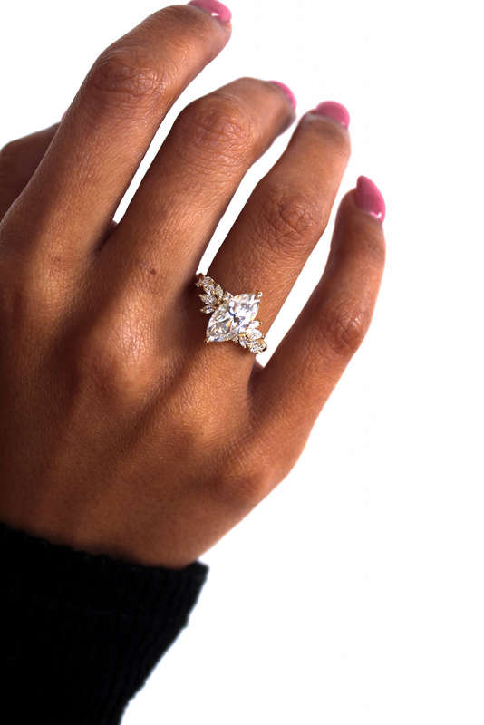 Gabriela - Cluster Marquise Moissanite Engagement Ring
