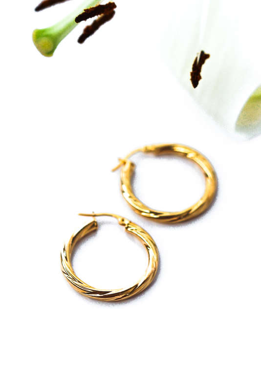 Gold Twist Hoop Earrings