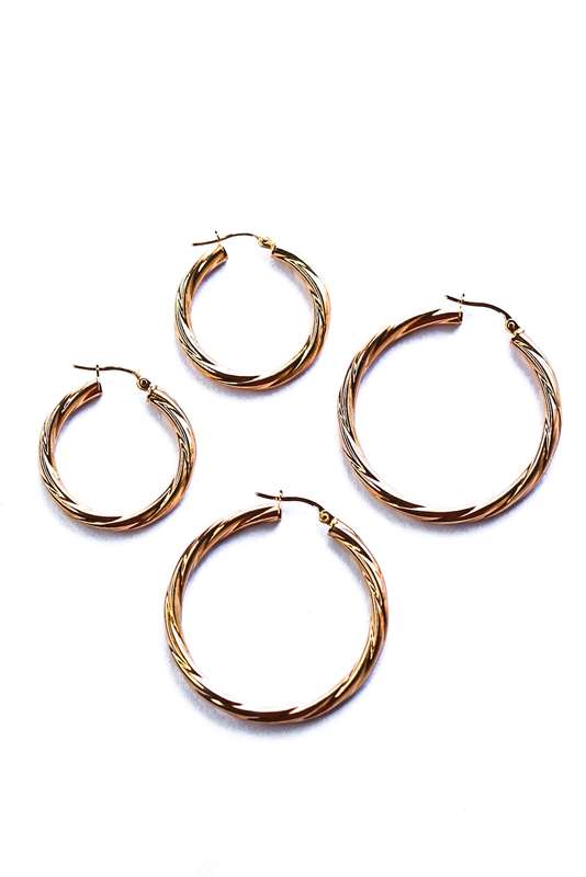 Gold Twist Hoop Earrings