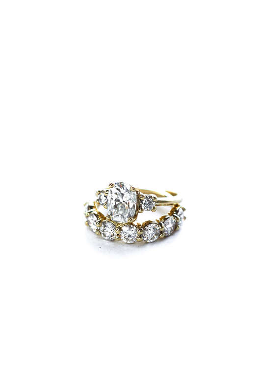 Elongated Cushion Wedding Ring Set