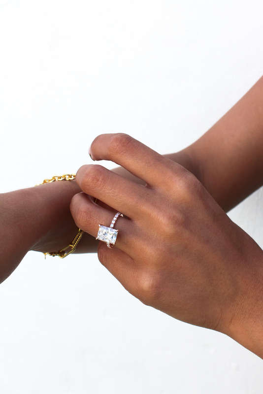 Radiant Cut Hidden Halo Ring