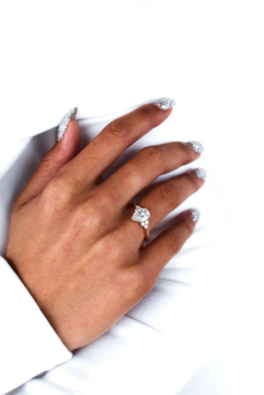 Adina - Pear And Round Moissanite Cluster Engagement Ring