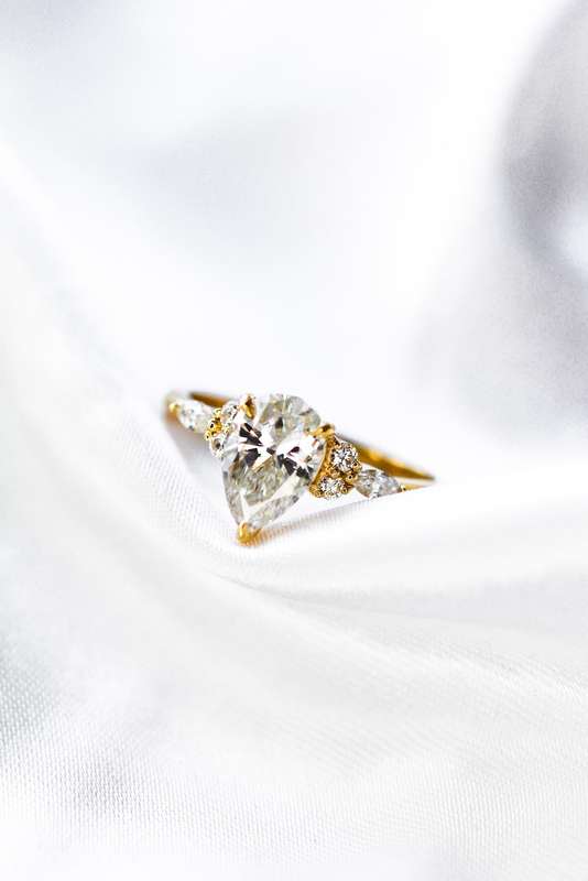 Malka - Pear And Marquise Moissanite Cluster Engagement Ring