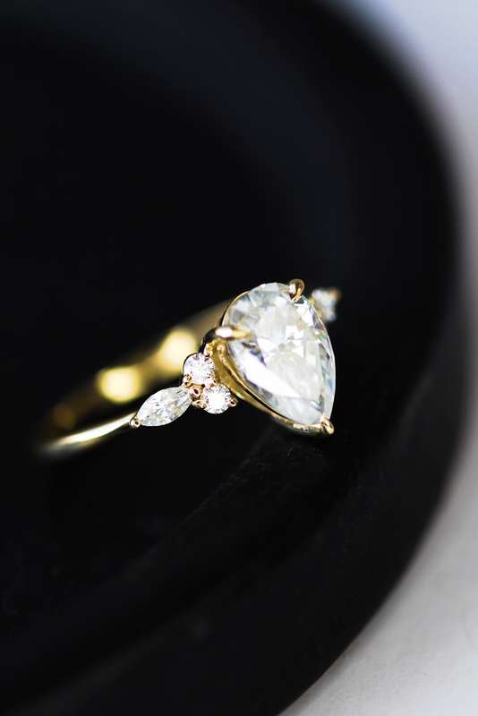 Malka - Pear And Marquise Moissanite Cluster Engagement Ring