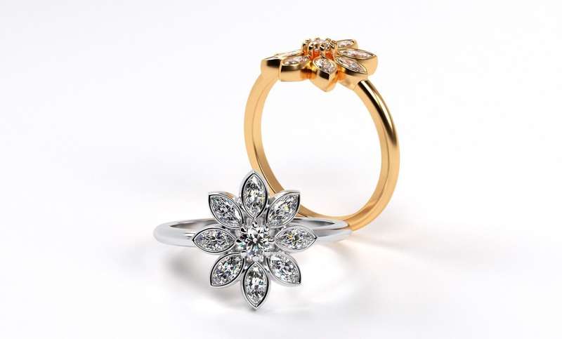 Flower Moissanite Promise Ring