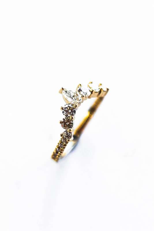 Moissanite Pear Crown Eternity Ring