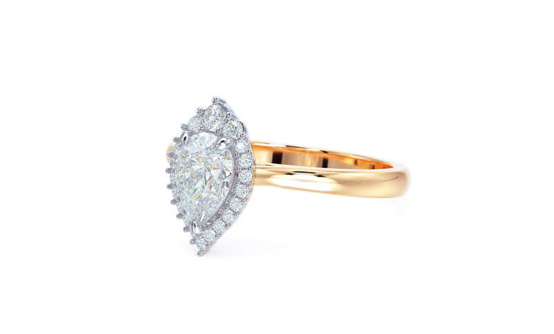 Pear Cut Halo Lab Diamond Ring