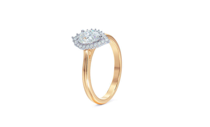 Pear Cut Halo Lab Diamond Ring