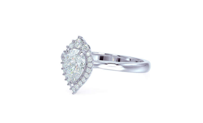 Pear Cut Halo Lab Diamond Ring