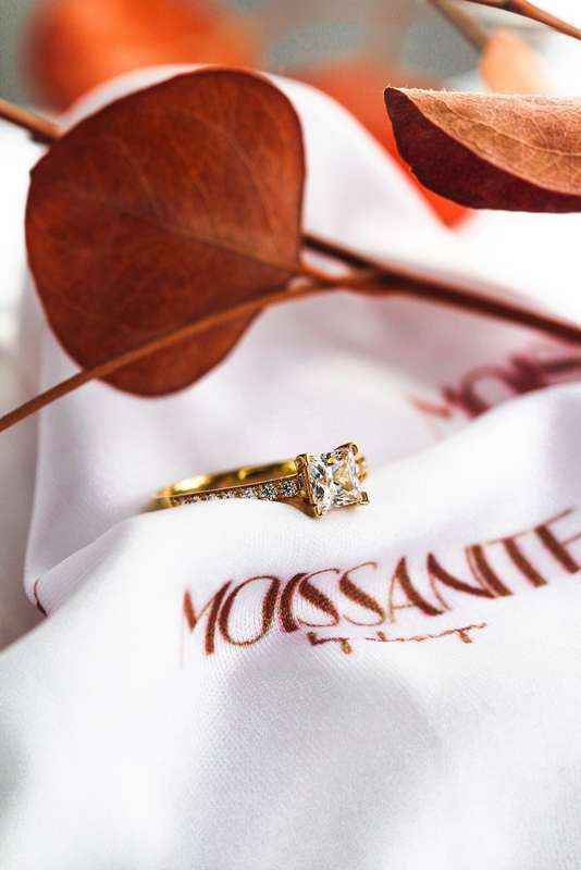 Moissanite Princess Cut Pavè Engagement Ring