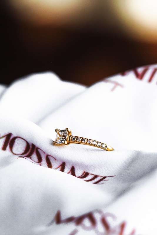 Moissanite Princess Cut Pavè Engagement Ring
