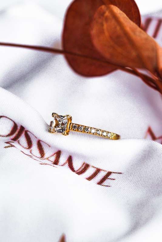 Moissanite Princess Cut Pavè Engagement Ring