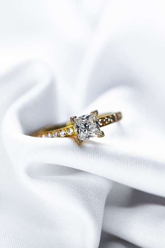 Moissanite Princess Cut Pavè Engagement Ring