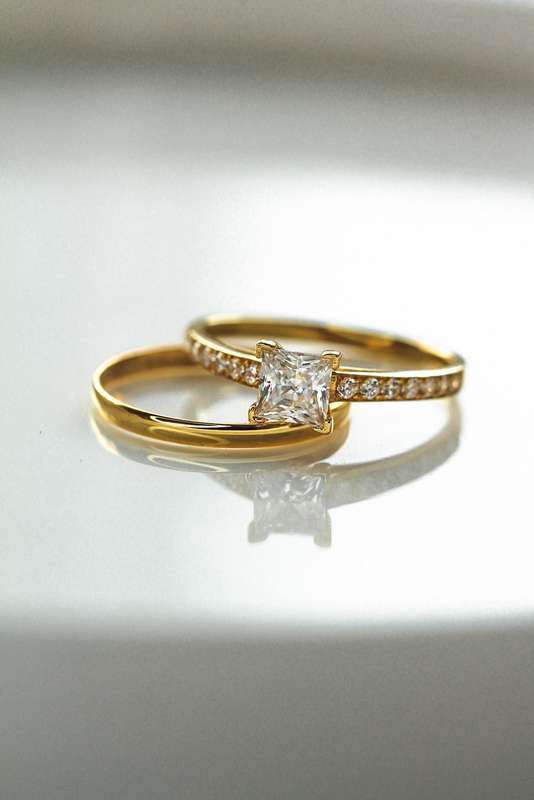 Moissanite Princess Cut Pavè Engagement Ring
