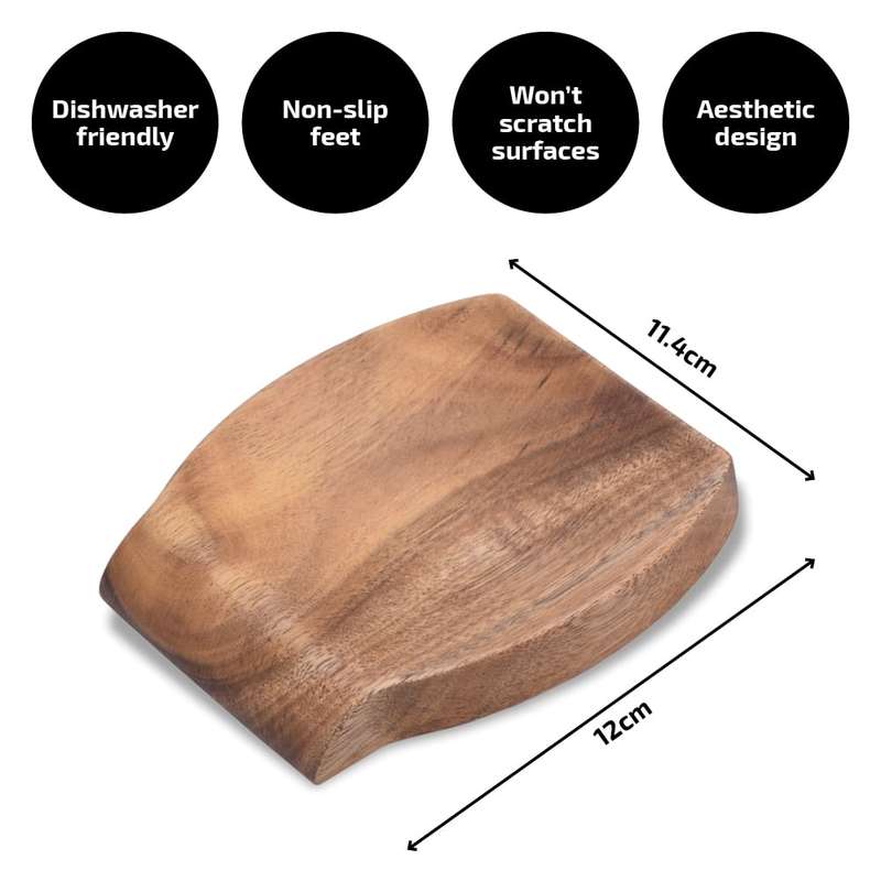 Acacia Wood Non-Slip Spoon Rest Holder