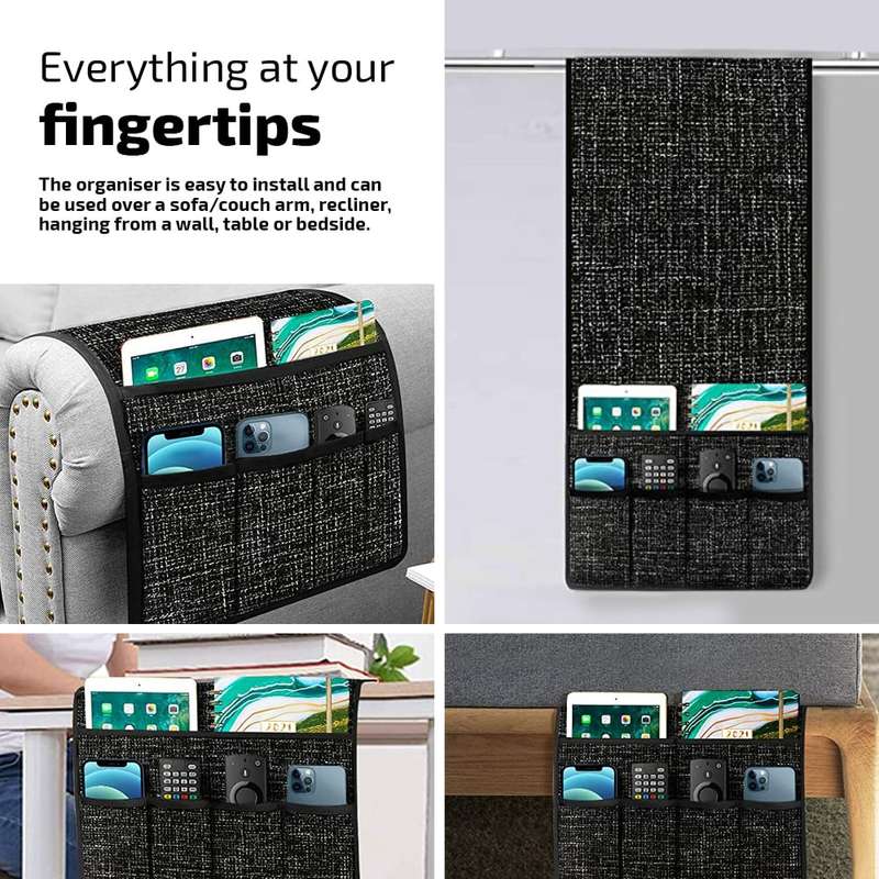 6 Pocket Armrest Caddy Remote Control Holder and Organiser