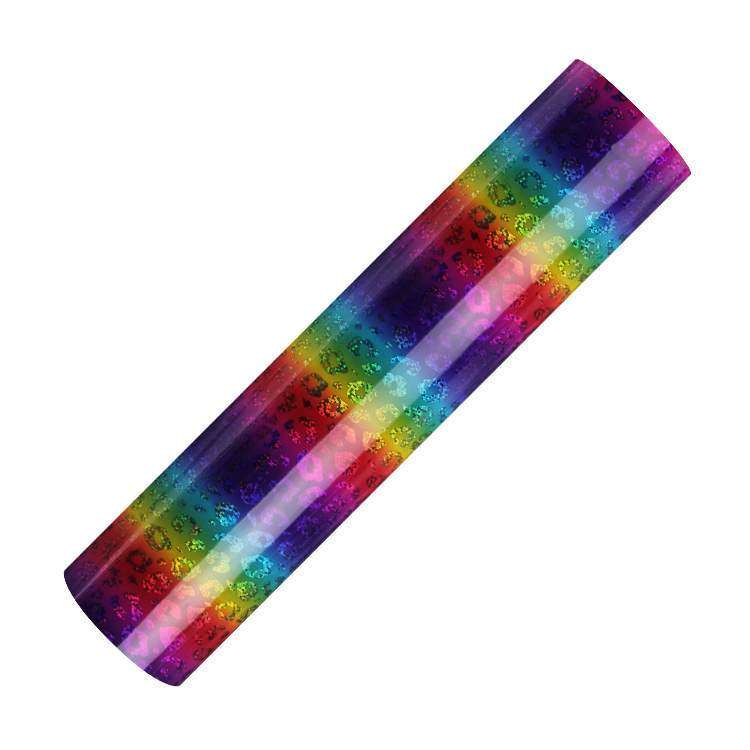 Holographic rainbow adhesive sticker vinyl leopard pattern