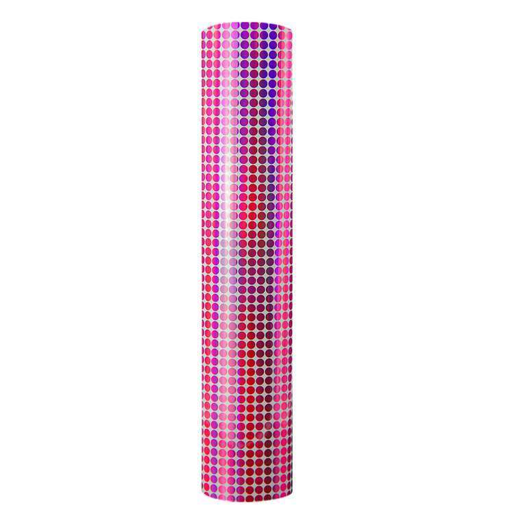 Holographic Mosaic self adhesive craft vinyl -Rose Red Dot