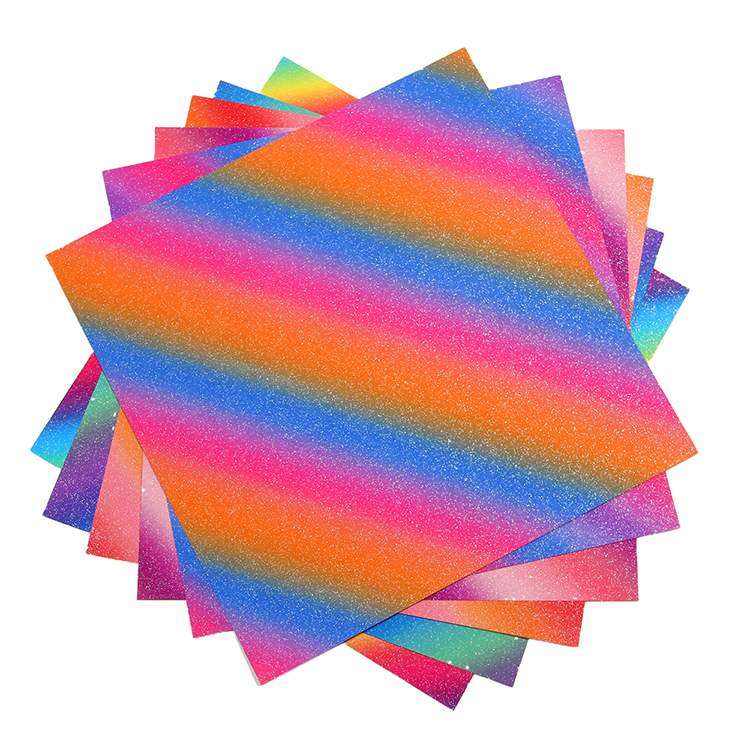 Rainbow Glitter Adheisve craft vinyl - Orange/ Green/ Blue