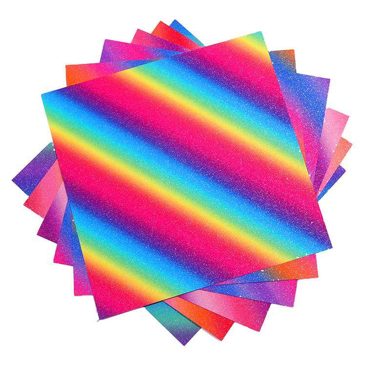 Rainbow Glitter Adheisve craft vinyl - Pink/ Yellow/ Green