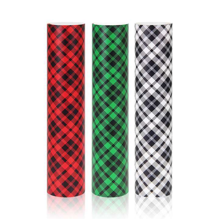 Buffalo Plaid Self Adheisve Craft Vinyl Green / Black