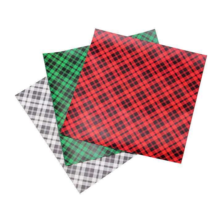 Buffalo Plaid Self Adheisve Craft Vinyl Green / Black
