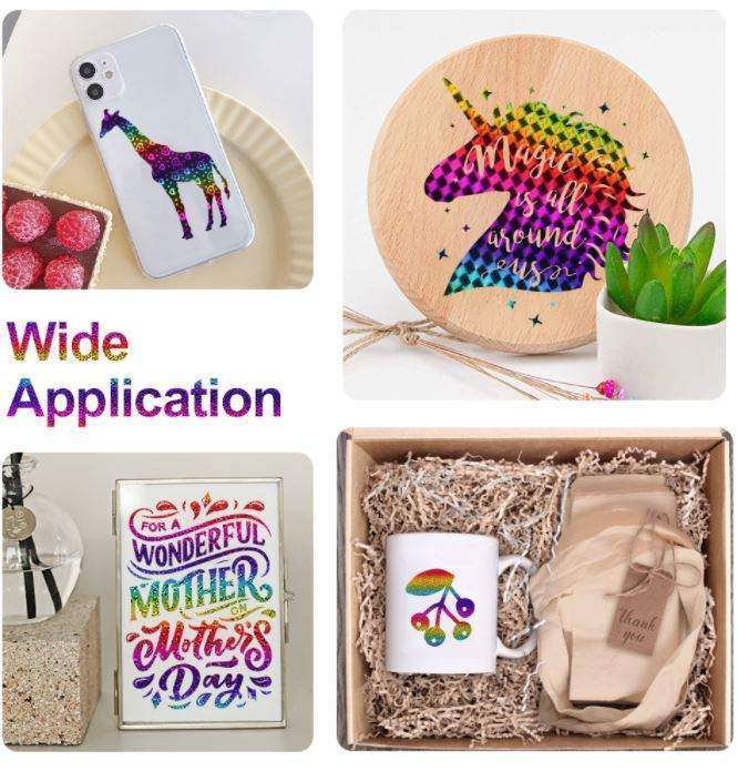 Holographic Rainbow Adhesive Craft Sticker Vinyl hexagon