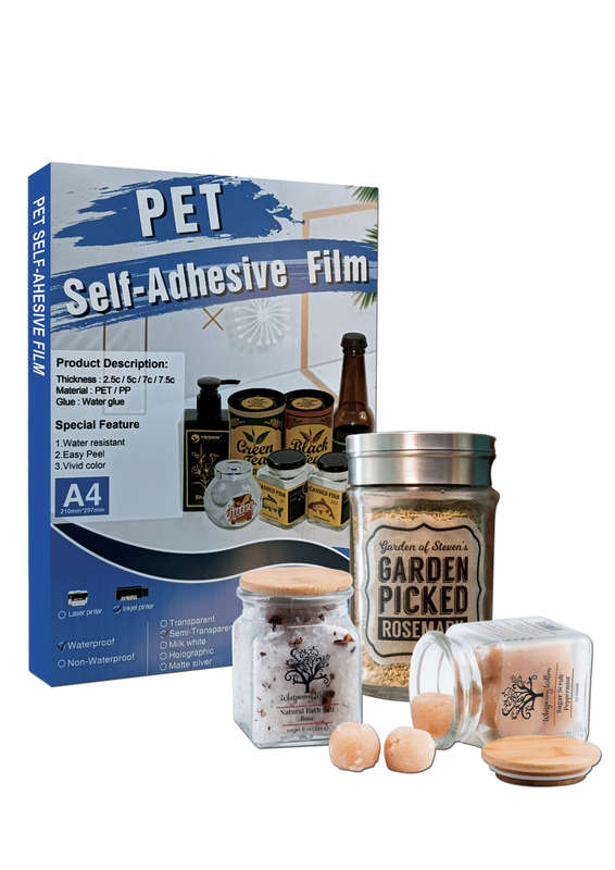 Waterproof PET sticker semi-clear (Translucent) vinyl