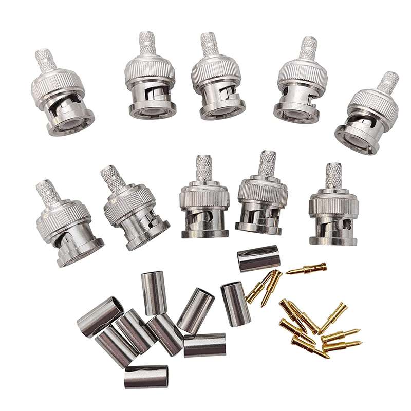 BNC 3 Piece Male Crimp on Connector (10 Pack)