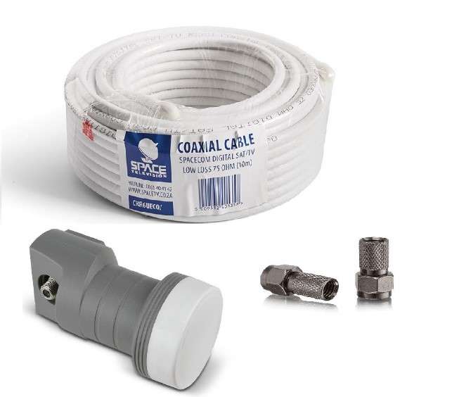 Single Satellite / DSTV LNB Replacement Kit. Includes cable and connectors