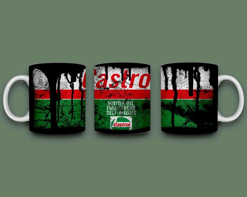 Castrol oil stain coffee mug