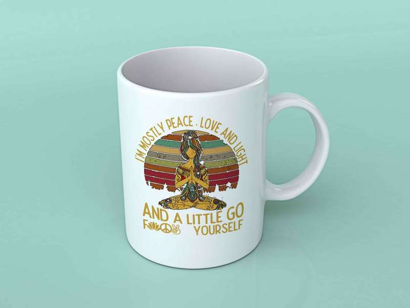 I'm mostly peace love and light coffee mug