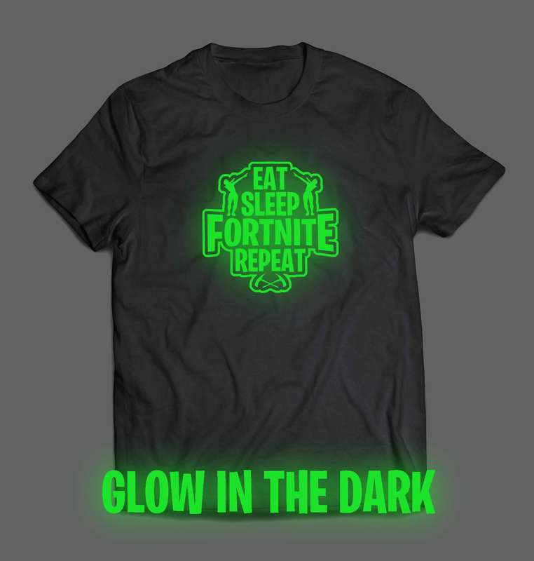 Eat sleep fortnite repeat T-shirt glow in the dark - Small