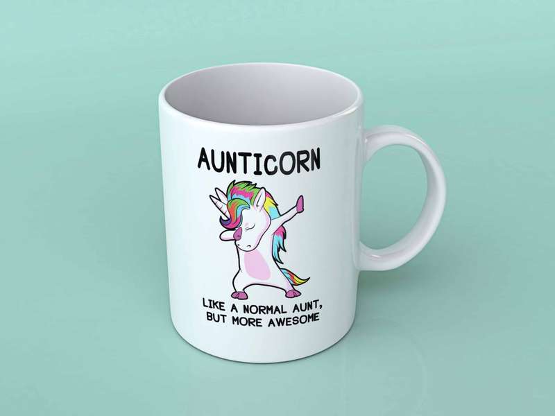 Aunticorn white coffee mug
