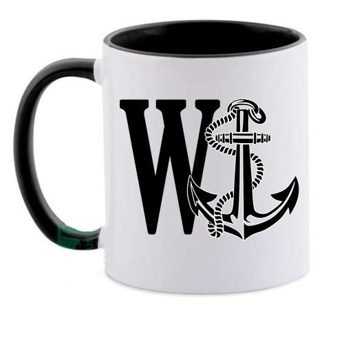 wanker w anchor two tone coffee mug