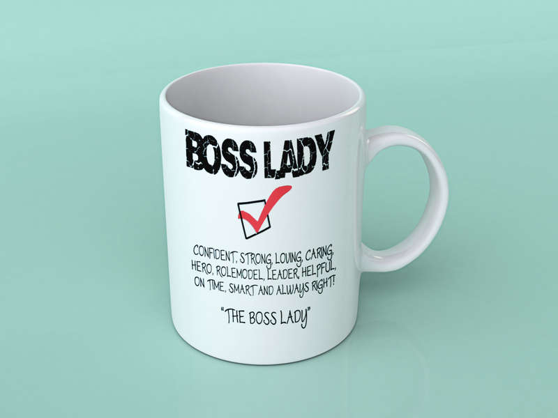 Boss lady check box white coffee mug
