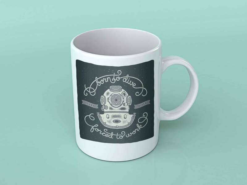 Born to dive forced to work coffee mug