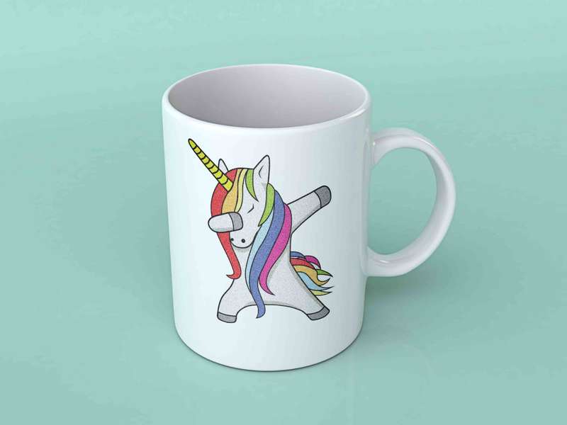 Dabbing unicorn Faux glitter print coffee mug