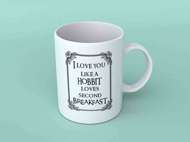 I love you like a hobbit loves second breakfast coffee mug