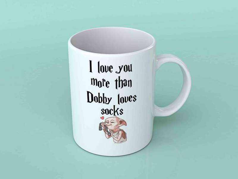 I love you more than Dobby loves socks coffee mug