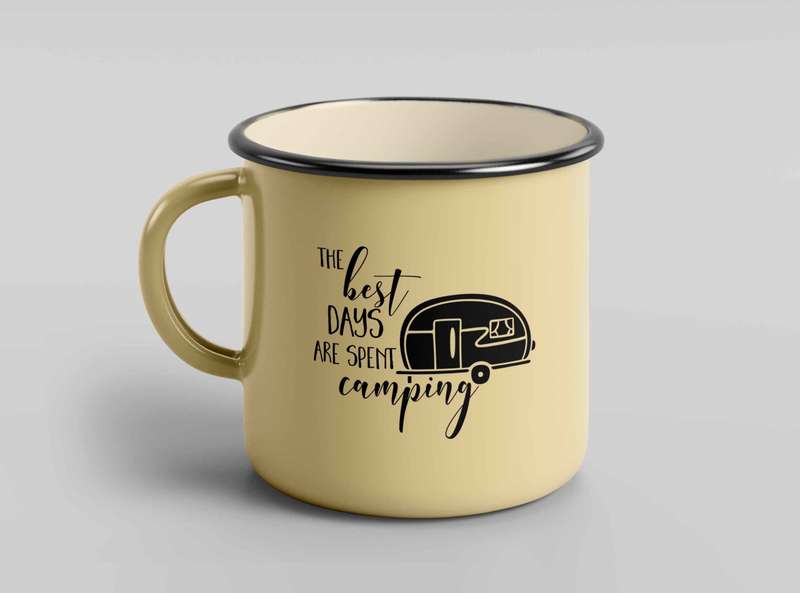 The best days are spent camping enamel tin coffee mug